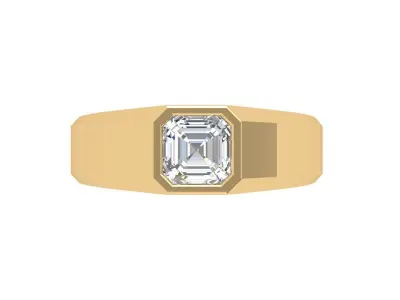 Asscher Solitair Ring 3D print model 3