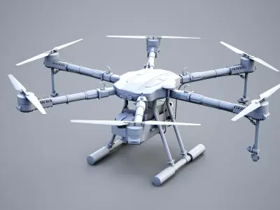 Agricultural Drone - Farming UAV Sprayer no Textures Low-poly 3D model