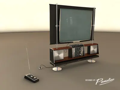 Huge flat screen vintage television - 3d model 3D model
