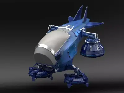 Spaceship Rig Low-poly 3D model