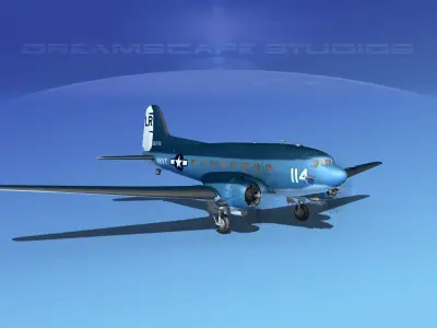 Douglas R-4D Dakota US Navy V2 3D model