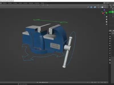 RIGGED Bench Vice Low-poly 3D model