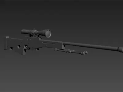 AWP Sniper Rifle Low Poly 3d Model Low-poly 3D model
