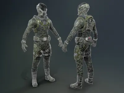 SCI-FI soldier Low-poly 3D model