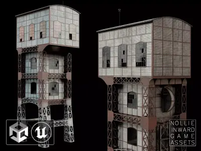 Coal Mine Shaft Tower - KWK Polska I Low-poly 3D model