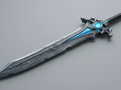 Fantasy Warrior Sword 3D Model  Game Ready PBR Textures 3D model