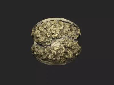 Cluster flower ring design Victoria organic queen women 3D print model