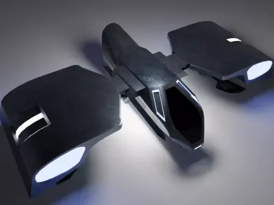 Space Ship Low-poly 3D model 4