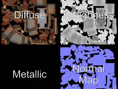 Rustic Industrial Metal Container Model Pack Low-poly 3D model