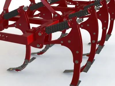 Cultivator tractor plough Low-poly 3D model