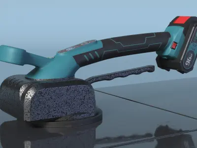 Cordless Tile Vibrator on Black Ceramic Tiles 3D model