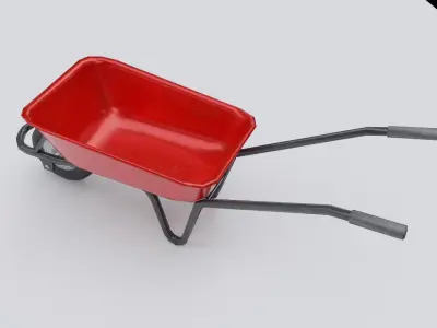 Wheelbarrow Low-poly 3D model 2