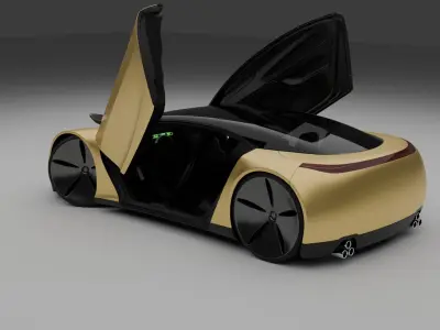 Concept Car Gold Color Fully made in Blender Free 3D model