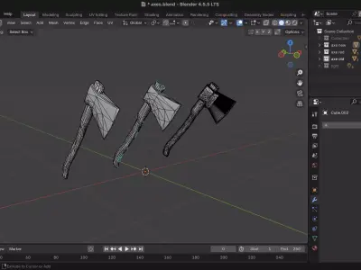 Low Poly Medieval Axe Pack  Game Ready PBR Weapon Set Low-poly 3D model
