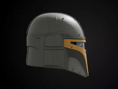 Stylized Interstellar Bounty Hunter Helmet - Galactic Tracker 3D print model