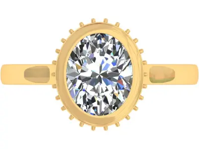 Oval Bezel Head Engagement Ring 3D print model