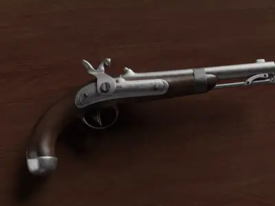 US Model 1842 percussion pistol Free 3D model