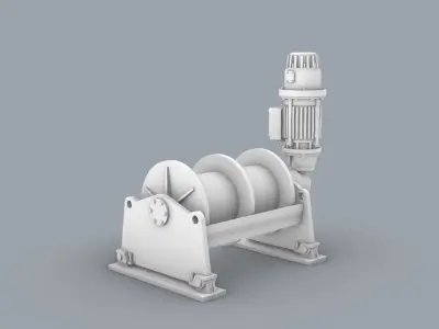 Hydraulic Drive Winch Low-poly 3D model