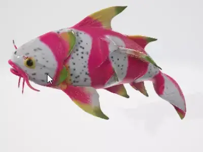 Red and White Fish 3D Asset Game Ready Model 3D model