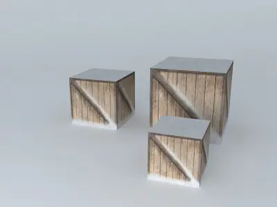 wood boxes snow Free 3D model