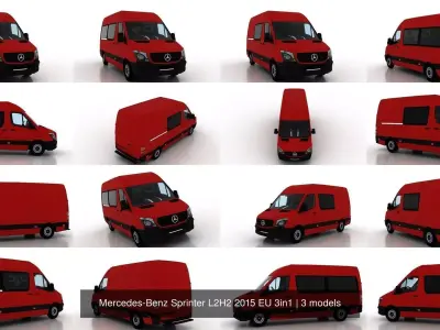 Mercedes-Benz Sprinter L2H2 2015 EU 3in1 3D Model Pack