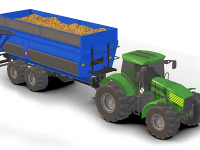  Tractor Dump Trailers  Low-poly 3D model