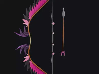 Concept game ready PBR BOW Low-poly 3D model