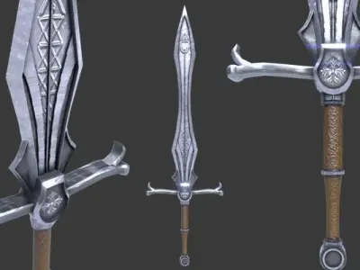 Medieval Long Sword Low-poly 3D model
