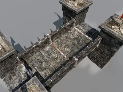 Medieval Stone Bridge - Modular Low-poly 3D model