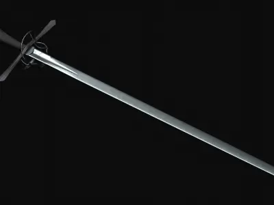 Saxon battlesword 1580s Low-poly 3D model