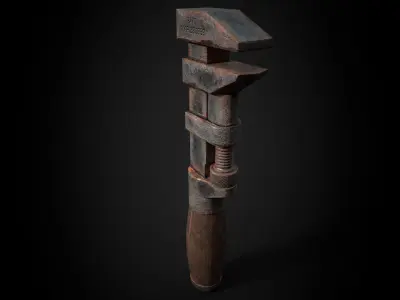Antique Wrench - Prop Breakdown - Game Ready PBR 3D Model  Low-poly 3D model