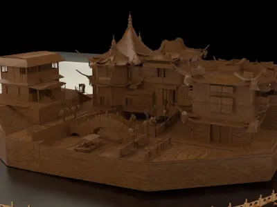 Chinese ancient house  3D model 16