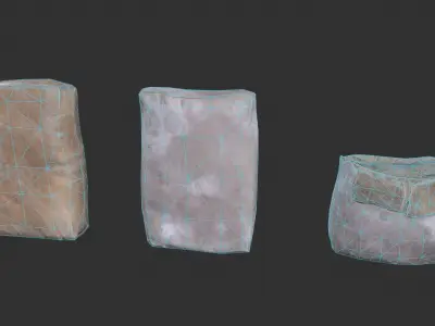 Set of Cement Bags Low-poly 3D model