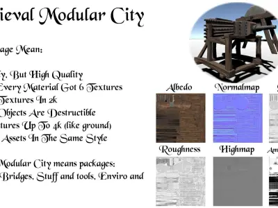 Medieval Modular City - Lite Low-poly 3D model