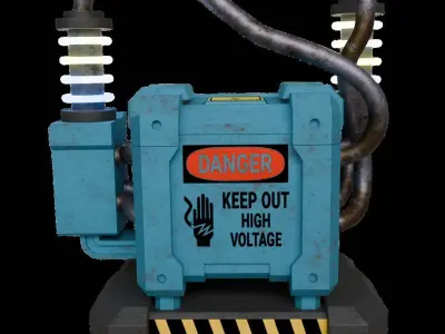 Industrial Electric Transformer Low-poly 3D model