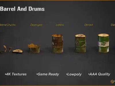 Oil Barrels and Drums Pack Low-poly 3D model