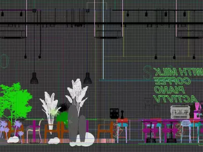 Industrial style Coffee shop 3D model