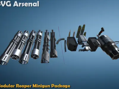 Modular Reaper Minigun Package - HQ Low-poly 3D model