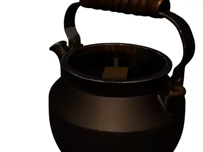 Rustic Metal Kettle 3D Model Low-poly 3D model