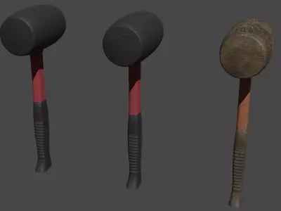 Rubber mallet 3D model Low-poly 3D model