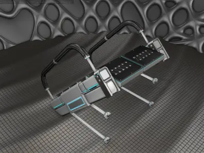 Sci-Fi Stairs - 5 - Silver Blue Neon Light Version  Low-poly 3D model