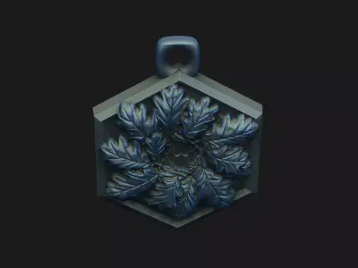 Oak hexagon-jewelryhexagon amulet accessory wearable ornament 3D print model