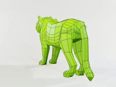 Tiger sculpture of Low-poly 3D model