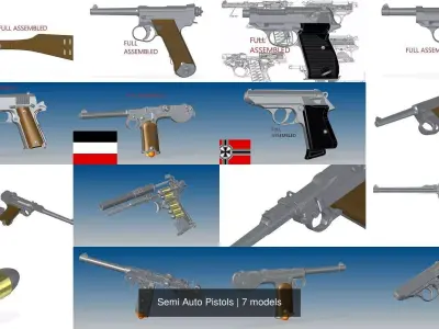 Semi Auto Pistols 3D Model Pack