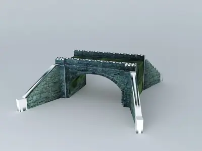 Eco Rail Track Brick Bridge 1 DummyOld Steam Day Free 3D model