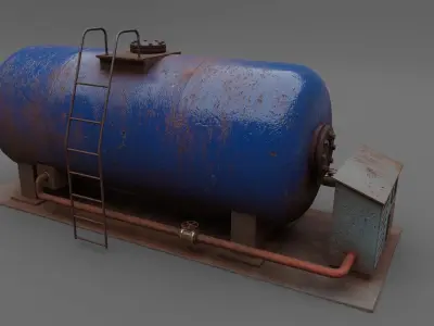 Abandoned Liquid Storage Low-poly 3D model