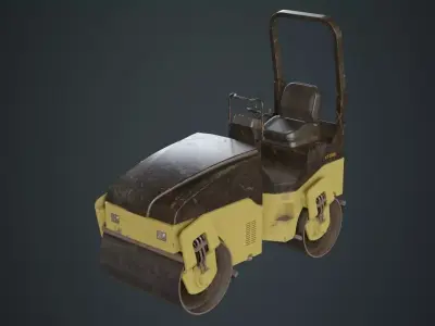 Road Roller 1C Low-poly 3D model