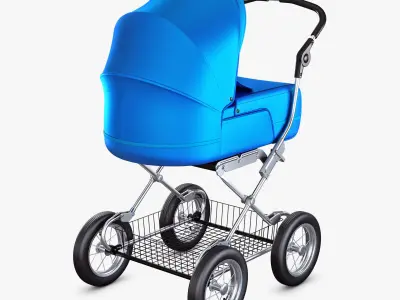 Baby Stroller Blue v 1 3D model