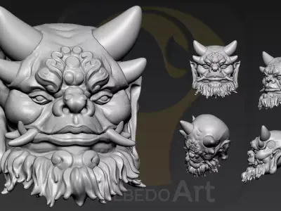 Oni Yokai Head1 3D print model