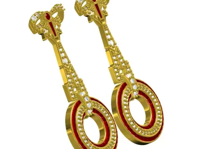 Antique Diamond Bow Stud Earring 3D print model